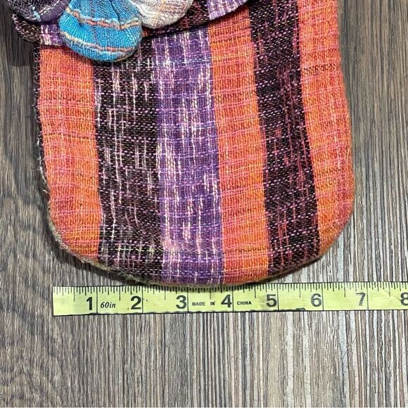 Boho Hippie Cloth Crossbody Orange Purple Gray Blue Adjustable Black Strap - Picture 11 of 11